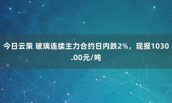 今日云策 玻璃连续主力合约日内跌2%，现报1030.00元/吨