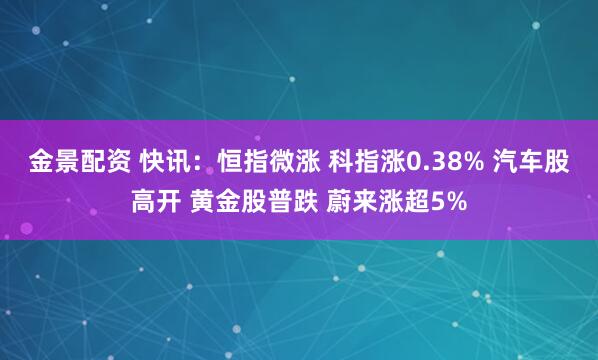 金景配资 快讯：恒指微涨 科指涨0.38% 汽车股高开 黄金股普跌 蔚来涨超5%