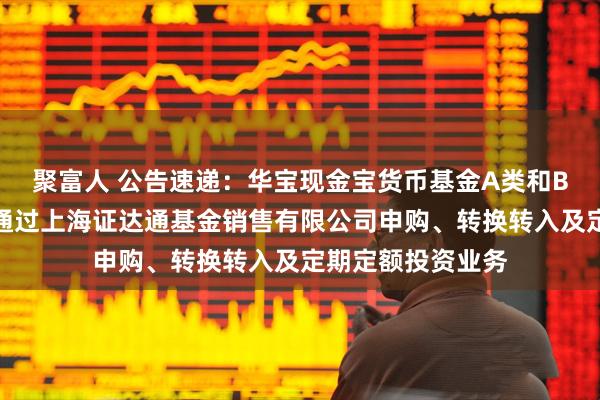 聚富人 公告速递：华宝现金宝货币基金A类和B类基金份额暂停通过上海证达通基金销售有限公司申购、转换转入及定期定额投资业务